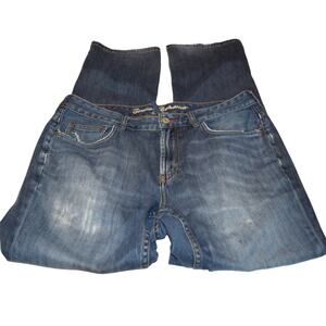 Tommy Bahama Denim Jeans 35x32 Relaxed Straight Blue Distressed Hem Mens